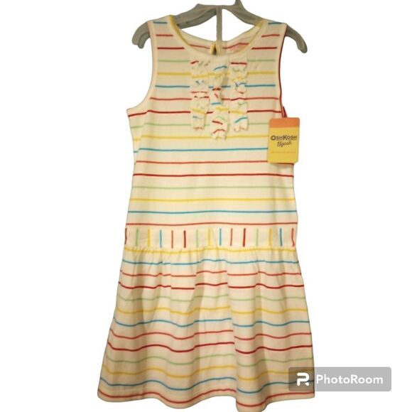 ✨NWT Oshkosh striped sleeveless dress with ruffle accent - Picture 1 of 9